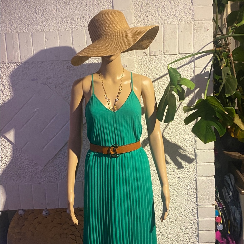 Victoria's Secret Vibrant Green Pleated Maxi Dress